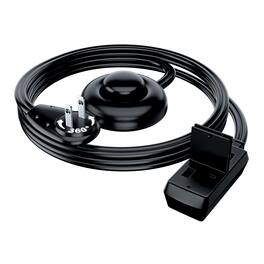 Maximm - 4ft 360° Rotating Flat Plug Extension Cord with on and Off Switch, 2 Prong, 3 Outlets - Black