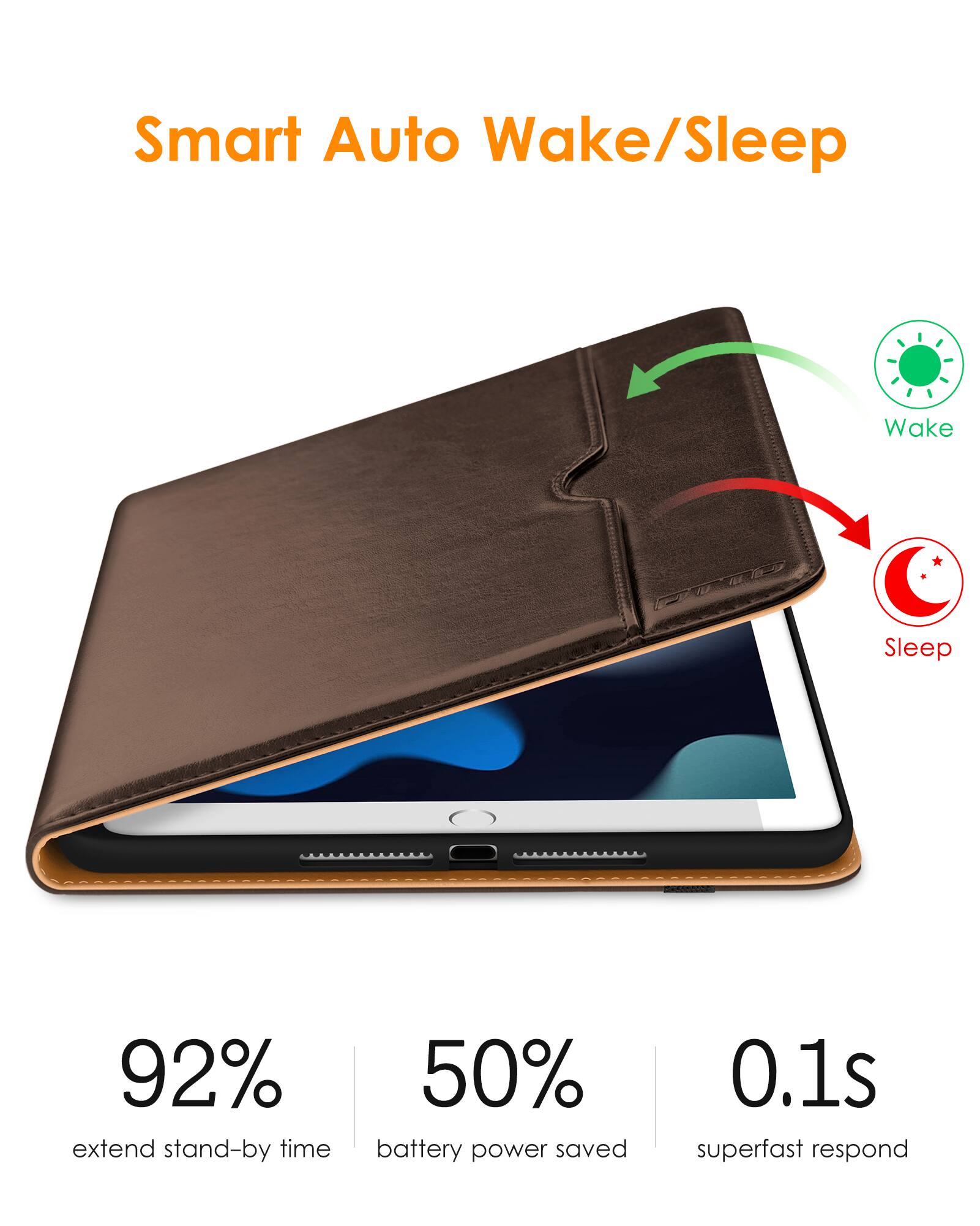 Smart Auto Wake/Sleep

- 92% extend stand-by time
- 50% battery power saved
- 0.1s superfast respond

Wake
Sleep