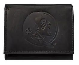 Rico Industries - Florida State Seminoles Embossed Trifold Wallet - Black Leather - with Worn Distressed Look - Multi