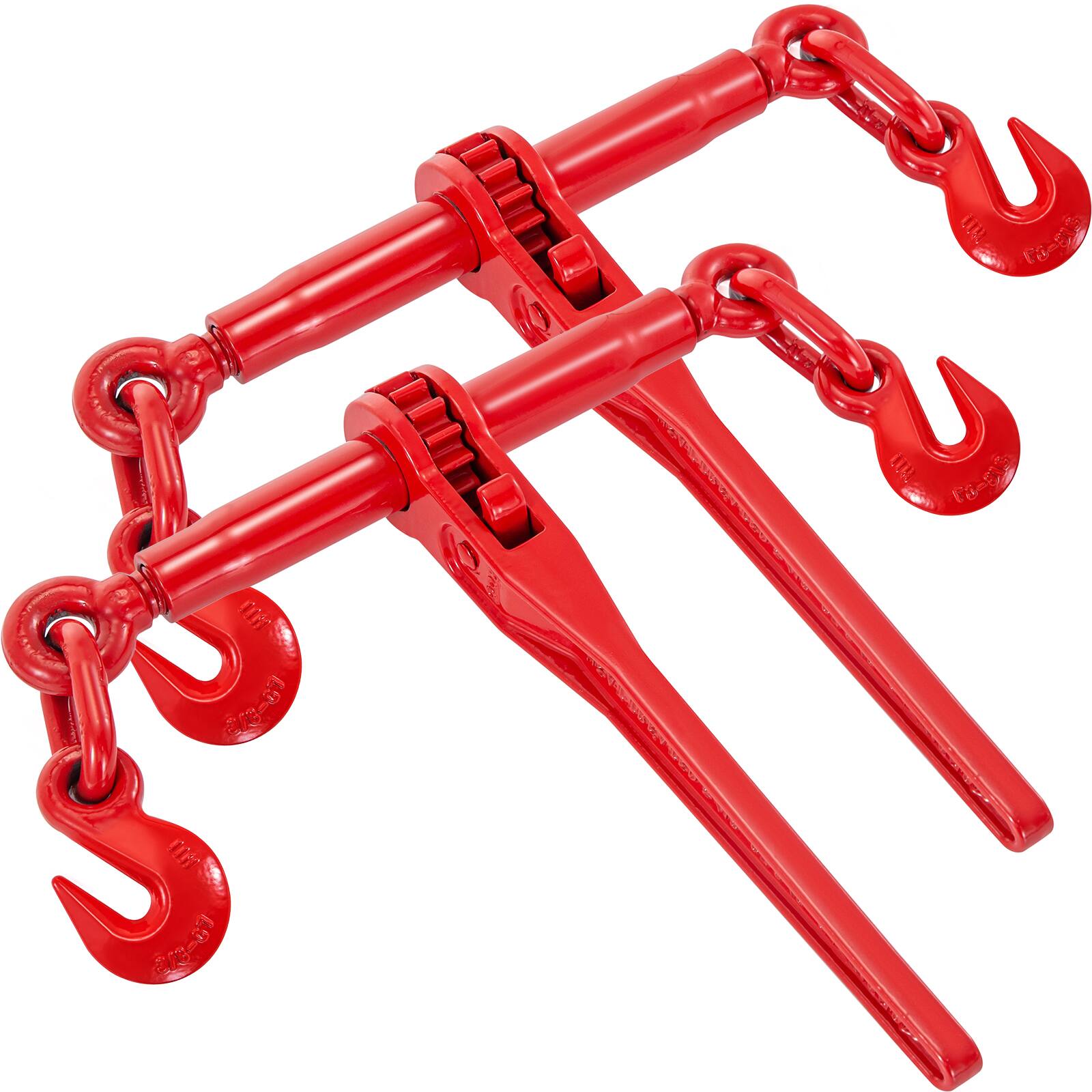 VEVOR - 9215LBS 3/8\" – 1/2\" Ratchet Binders 9,215 LBS Secure Working Load, G70 Hooks and Adjustable Length - Red