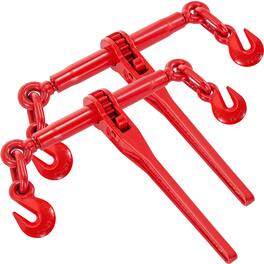 VEVOR - 9215LBS 3/8\" – 1/2\" Ratchet Binders 9,215 LBS Secure Working Load, G70 Hooks and Adjustable Length - Red