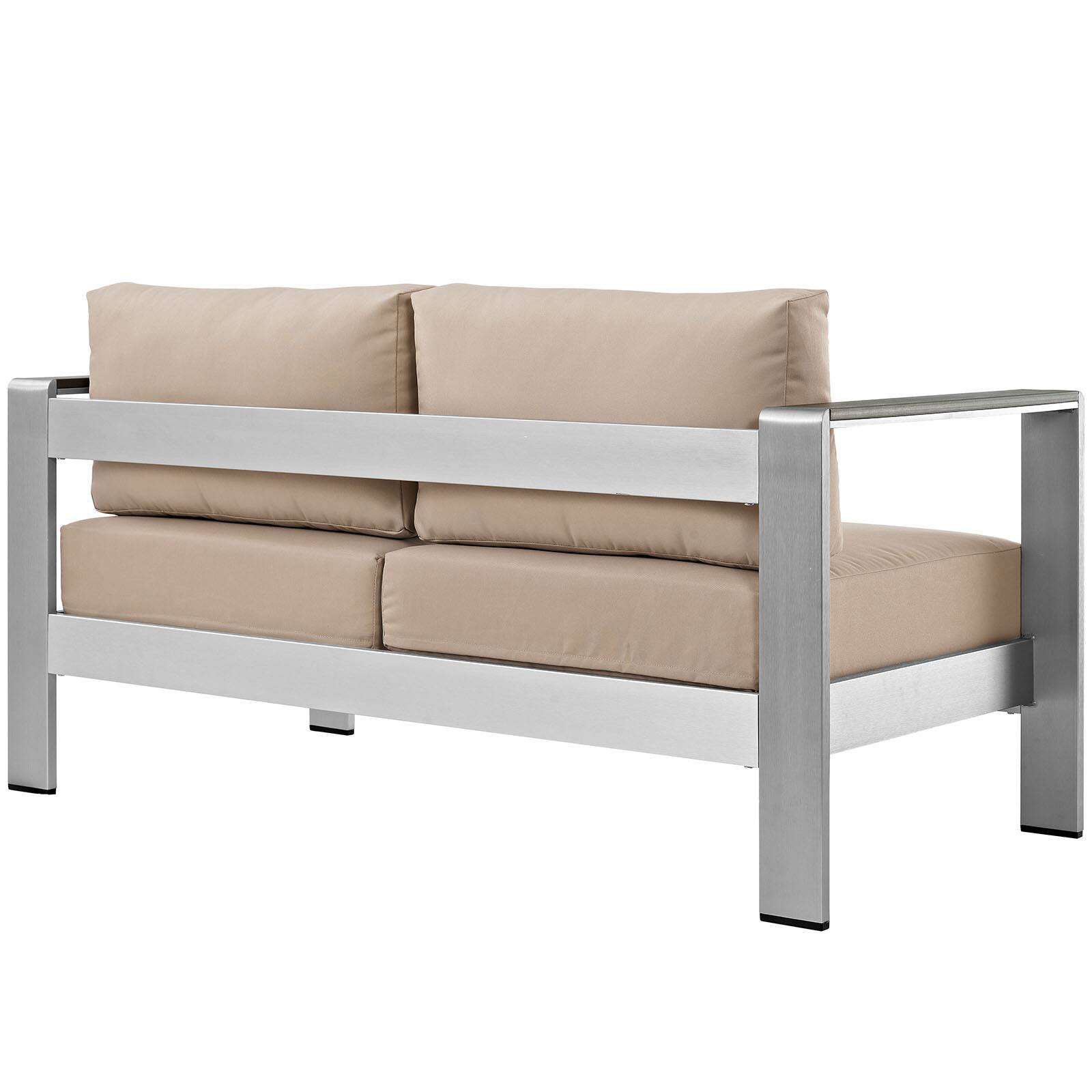 Back. Modway - Shore Outdoor Patio Aluminum Loveseat by Modway - Silver Beige.