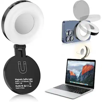 Magnetic Selfie Light
Battery: 3.7V 650mAh 2.4Wh
Power: 2W
RoHS FC CE
Made in China