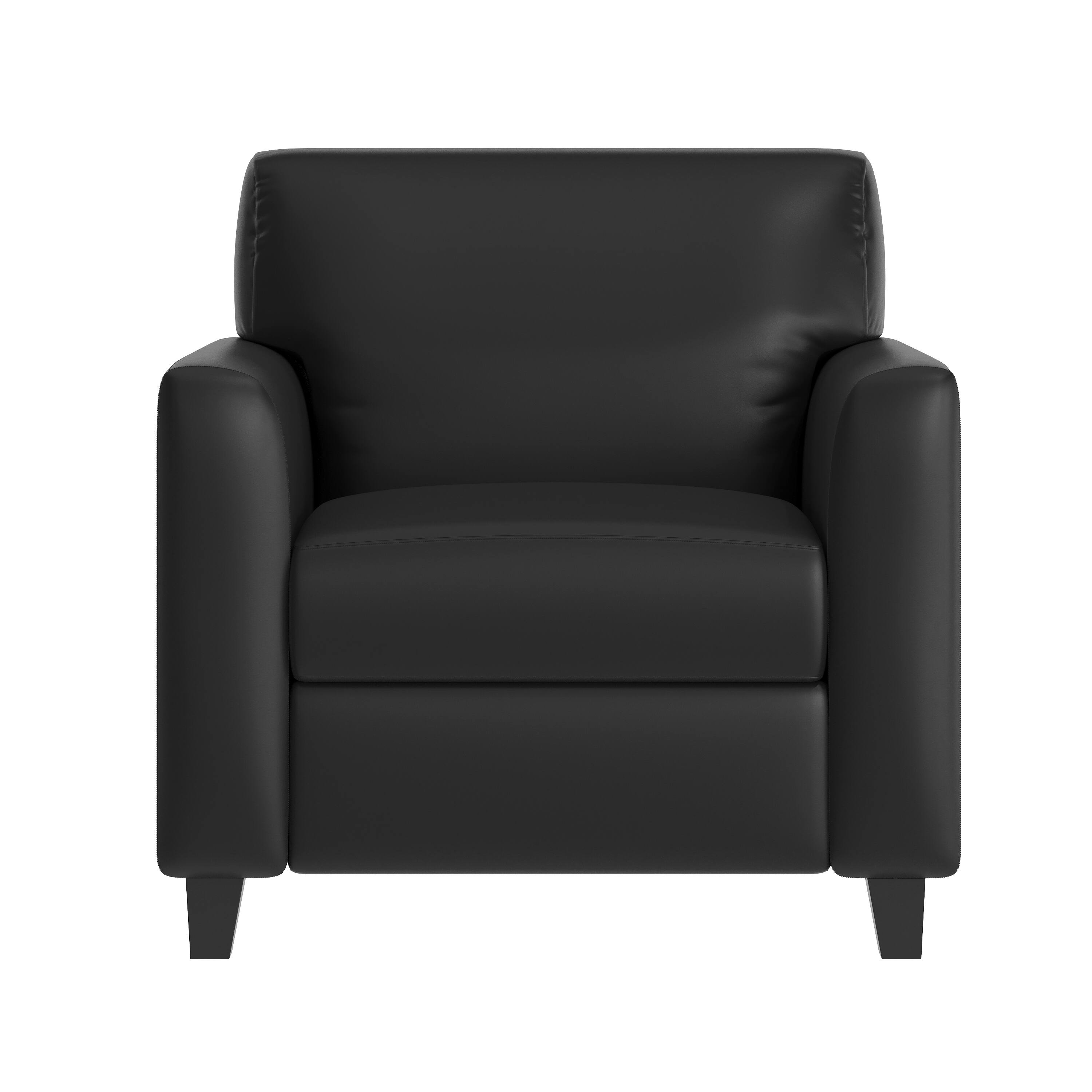Angle. Flash Furniture - Agent Black LeatherSoft Reception Chair with Right Side Charging Bank, Includes 2 Outlets, 2USB Ports, 1 USB-C Port, Sol - Black.