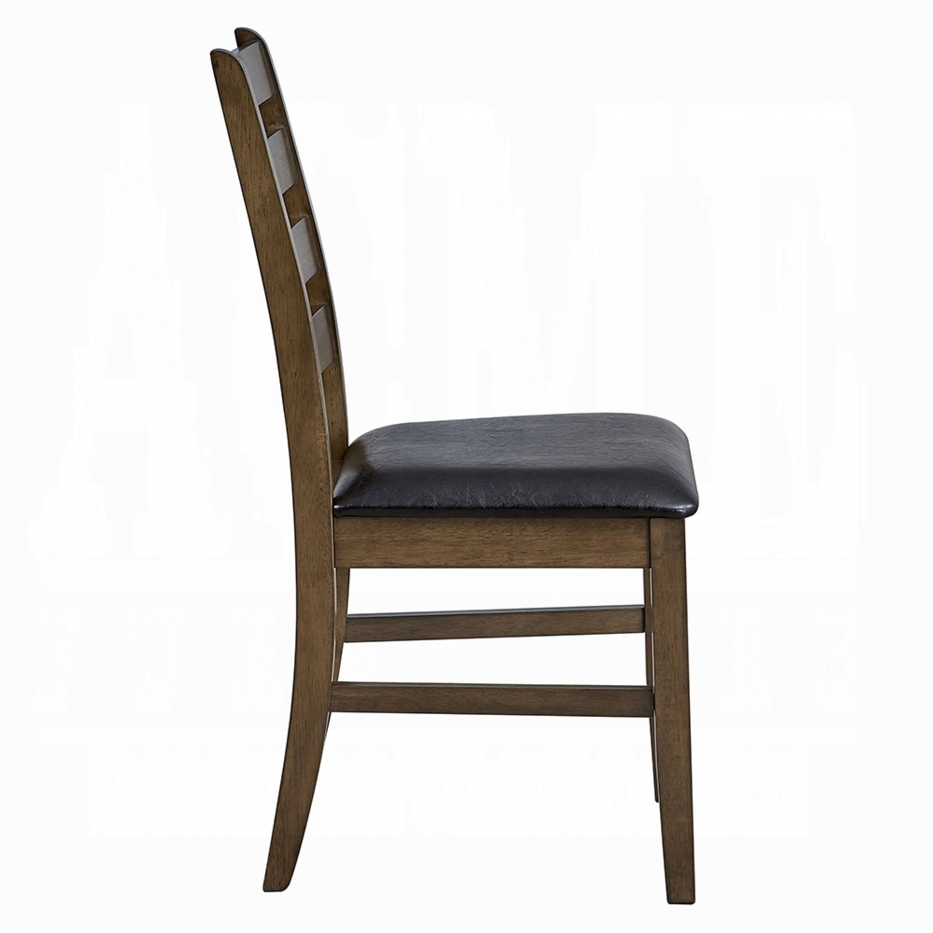Alt View 3. Manhattan Lane - Dexy Dining Side Chair Set of 2, Ladderback, Walnut Brown Faux Leather - Walnut Brown.