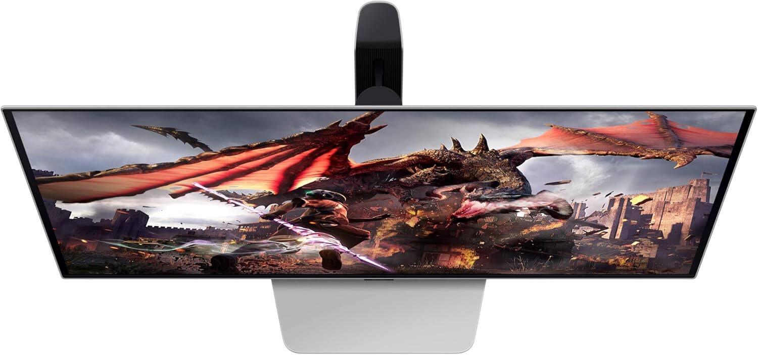 Left. Samsung - 32-Inch Odyssey OLED G8 (G80SD) Series 4K UHD Smart Gaming Monitor, 240Hz 0.03ms, Glare-Free Display - Silver.