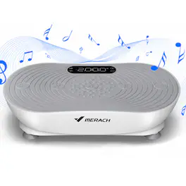 MERACH - Vibration Plate for Lymphatic Drainage Weight Loss Muscle Activation LED Touch Screen Bluetooth Plate Vibration - White