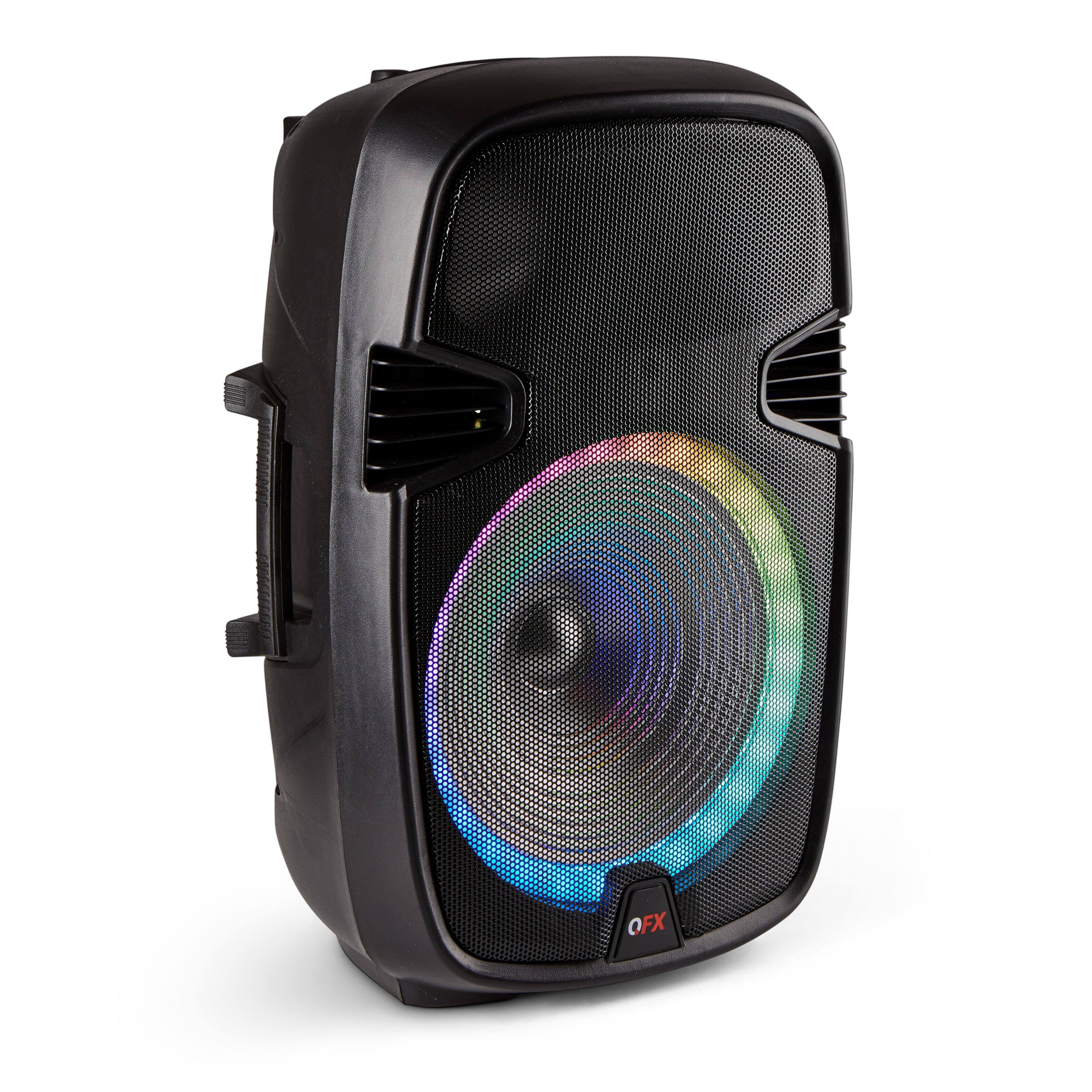 Angle. QFX - 15" BT Speaker Recharge  with LED Lights - Black.