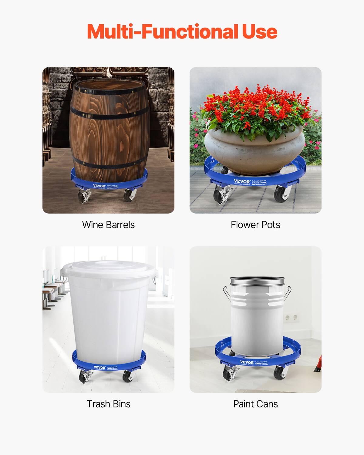 Multi-Functional Use

- Wine Barrels
- Flower Pots
- Trash Bins
- Paint Cans