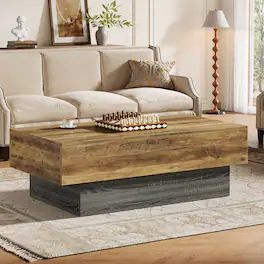 Tribesigns - Farmhouse Coffee Table with Engineered Wood Construction and Rectangular Top for Living Room - Brown
