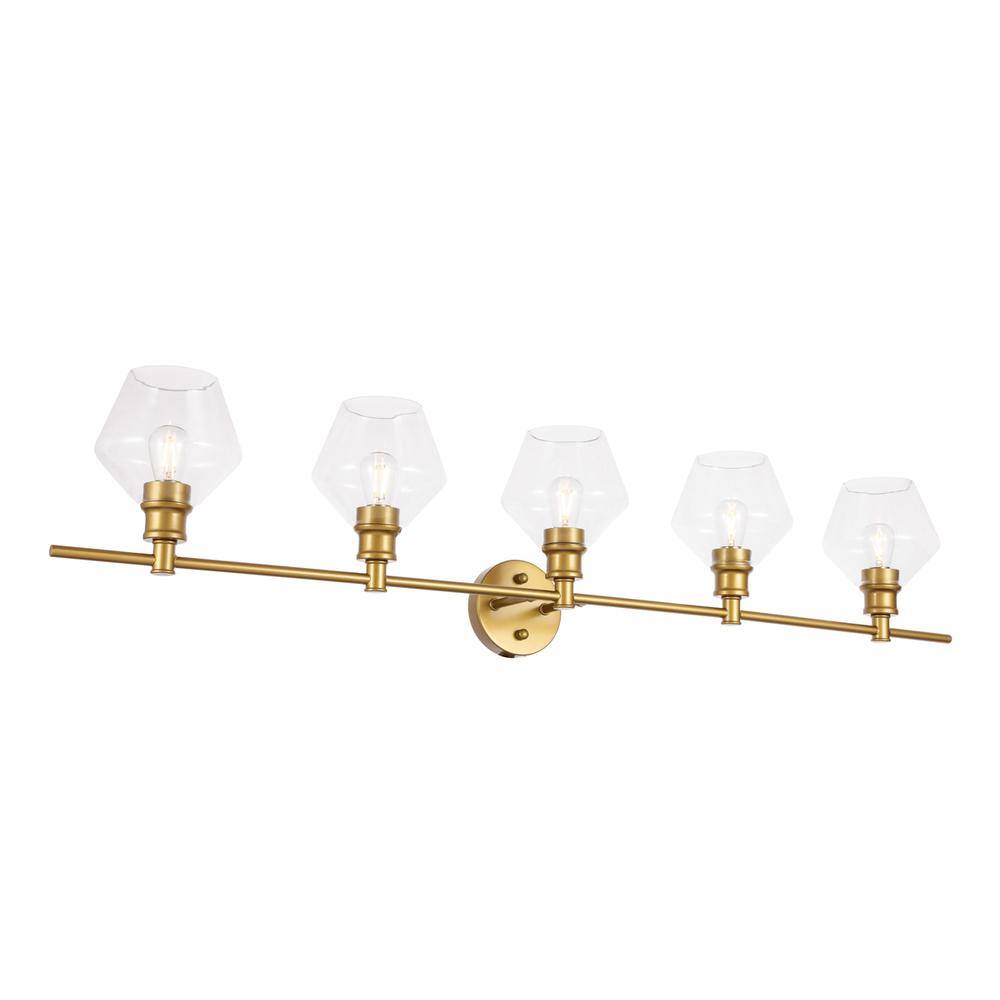 Alt View 6. Living District - Gene 5 light Brass and Clear glass Wall sconce - Brass And Clear Glass.