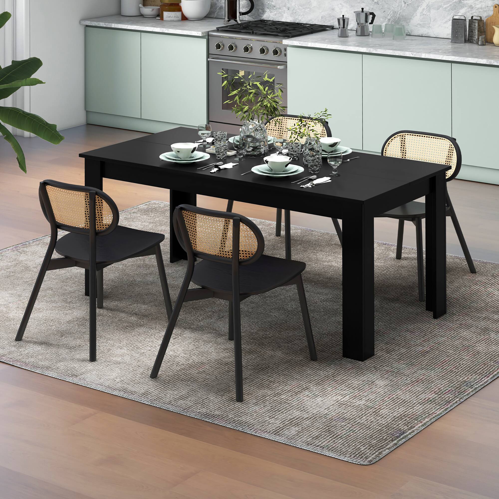 Alt View 3. Gymax - Gymax 63'' Dining Table Rectangular Modern Kitchen Table For 6 People Home Furniture - Dark Coffee.