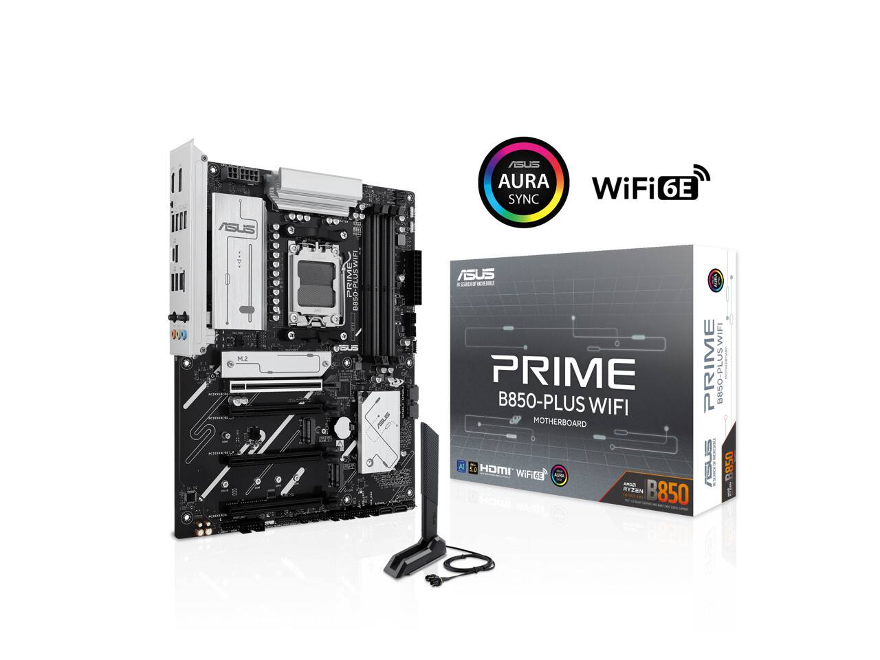 ASUS AURA SYNC WiFi 6E  
ASUS PRIME B850-PLUS WIFI  
ASUS M.2  
HDMI  
Wi-Fi 6E  
AMD Ryzen