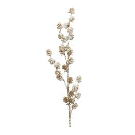 BreeBe - Snowy Glittered Pinecone Spray (Set of 6) - Gold, White