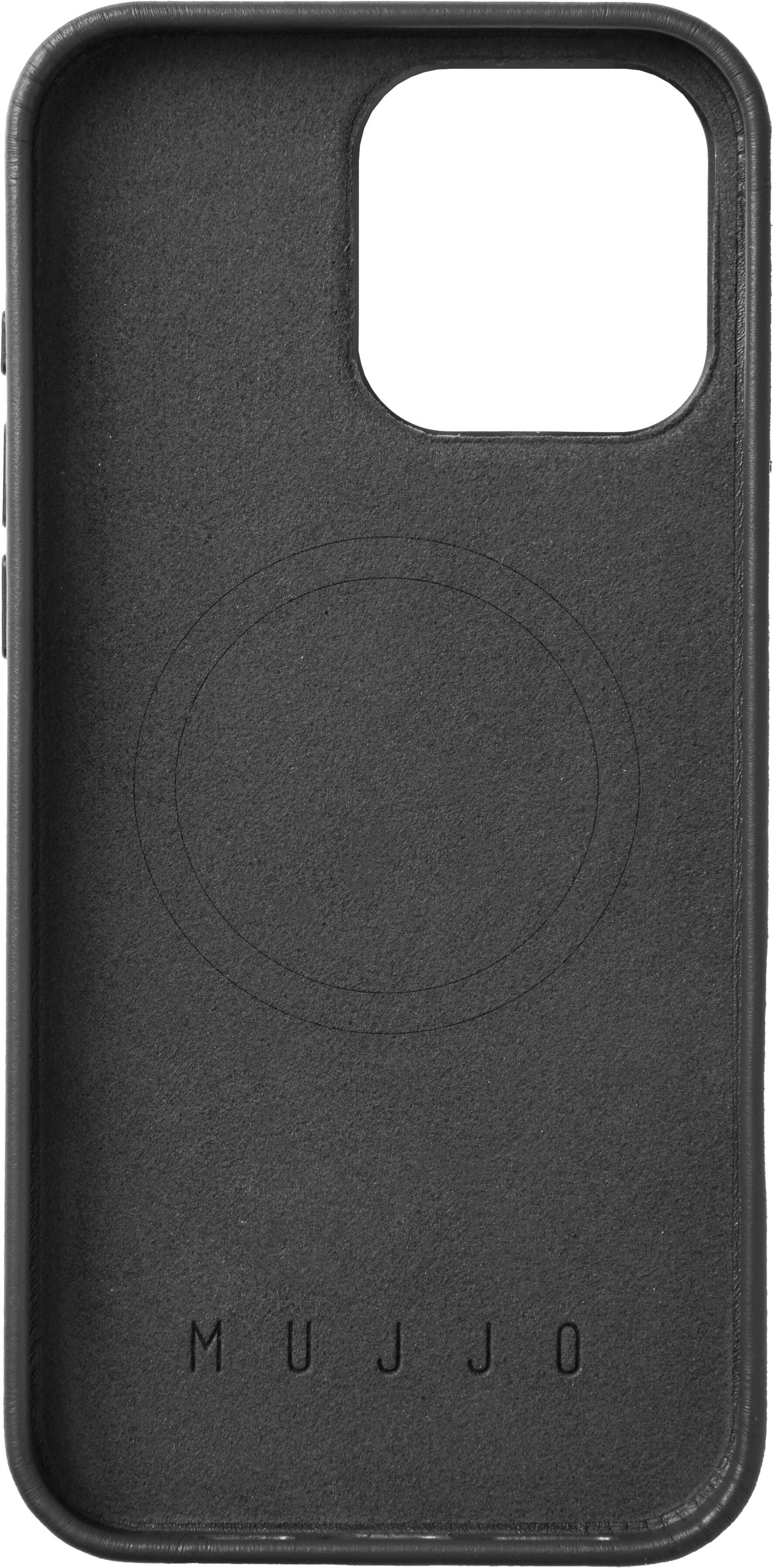 Angle. Mujjo - Apple iPhone 16 Pro Max Leather Case - Black.