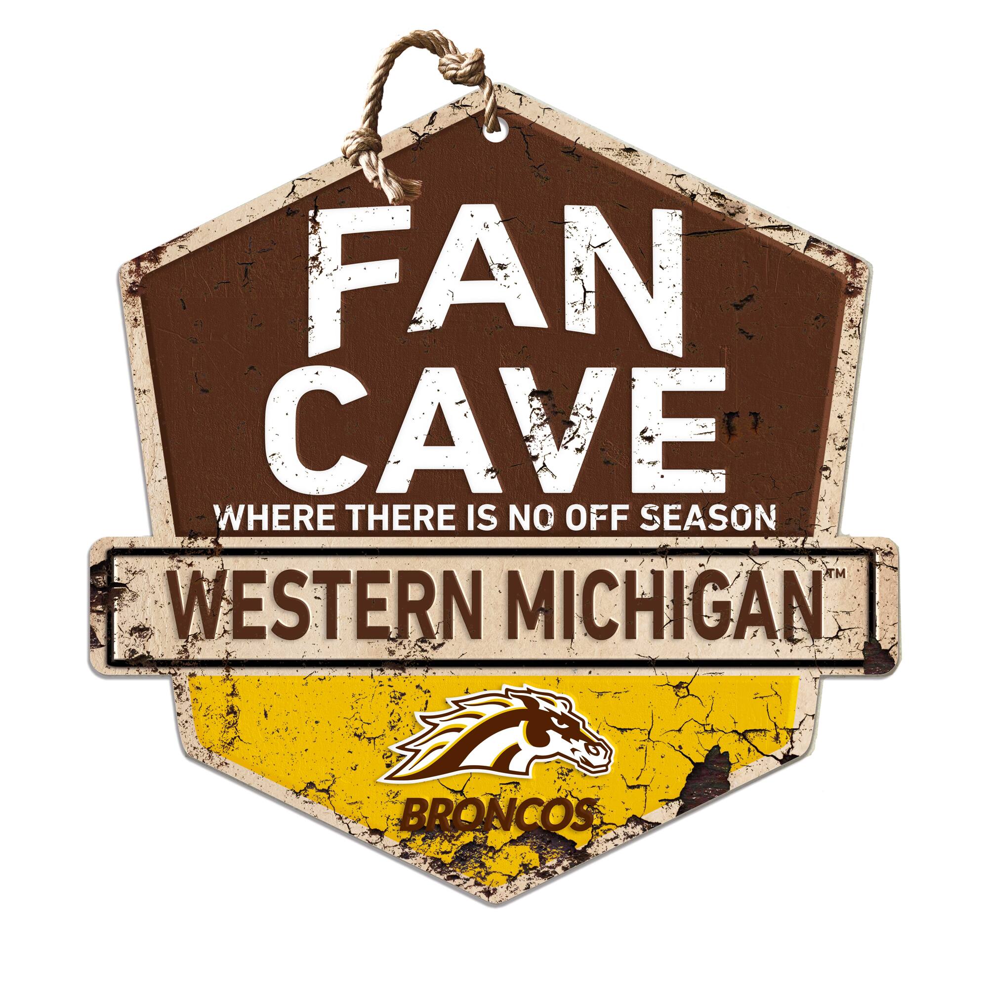 Western Michigan Broncos 20'' x 20'' Fan Cave Badge Sign