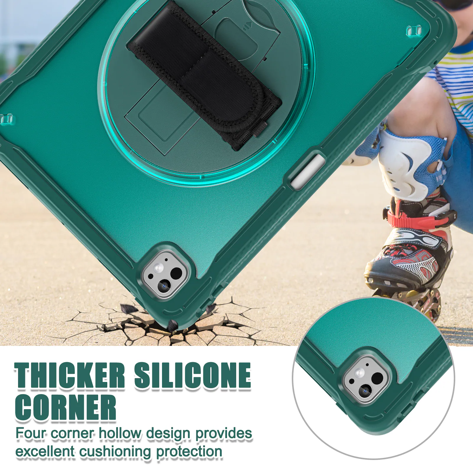 THICKER SILICONE CORNER

Four corner hollow design provides excellent cushioning protection
