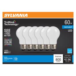 Sylvania - Truwave A19 E26 (Medium) LED Bulb Daylight 60 Watt Equivalence 6 pk