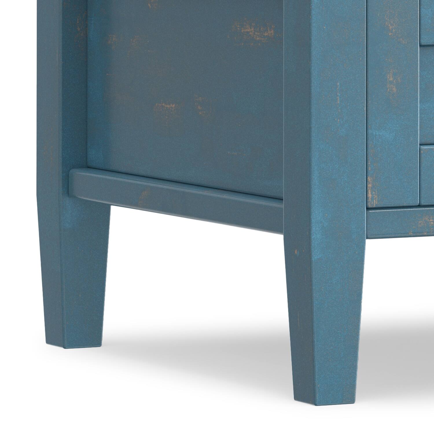 Alt View 7. Simpli Home - Warm Shaker Solid Wood 20 inch Wide Transitional End Table in Distressed Coastal Blue - Distressed Coastal Blue.
