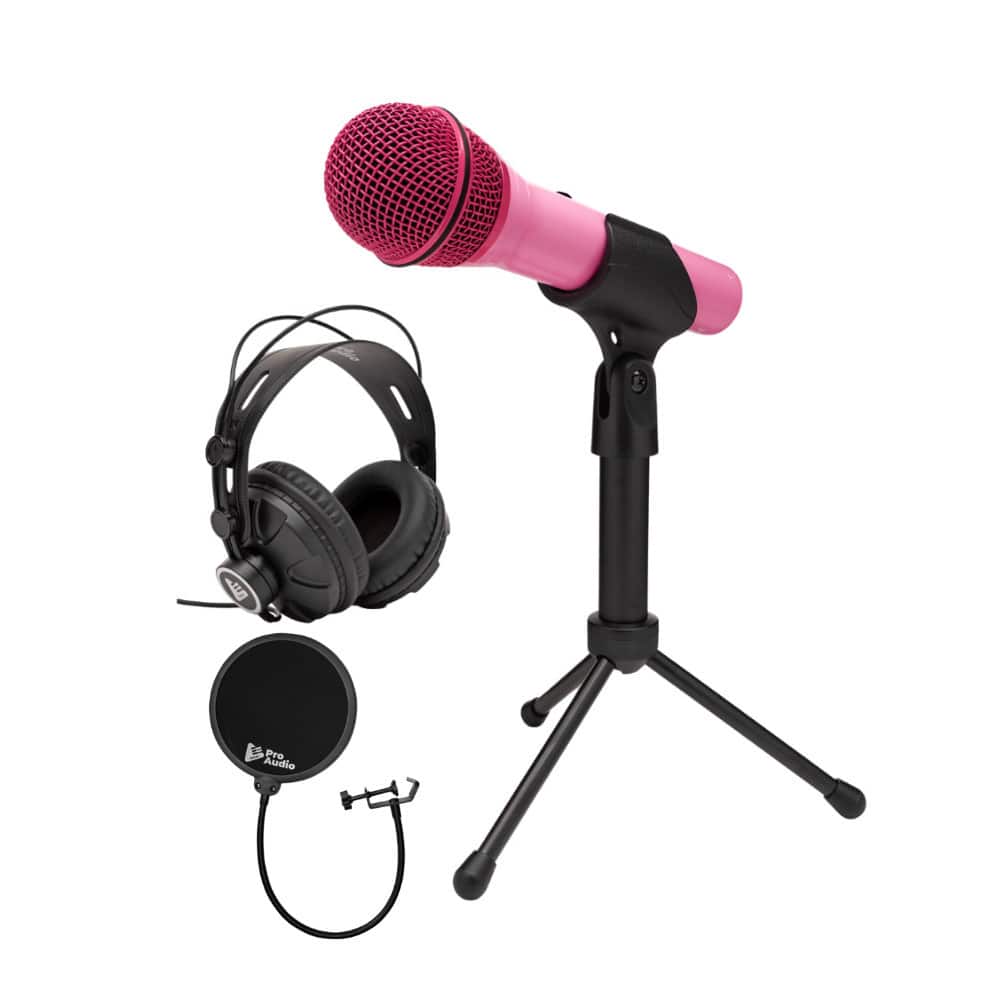 Samson - Q2U USB and XLR Handheld Pink Dynamic Microphone and Headphones Bundle