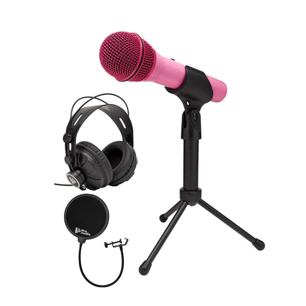 Samson - Q2U USB and XLR Handheld Pink Dynamic Microphone and Headphones Bundle