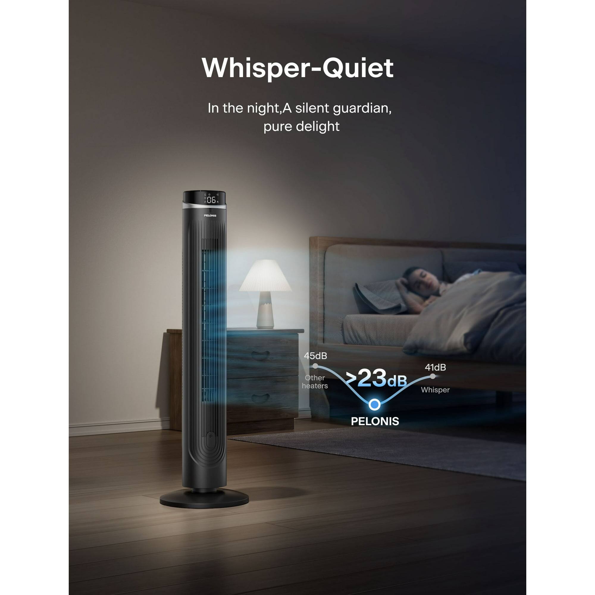 Whisper-Quiet

In the night, A silent guardian, pure delight

45dB  
Other heaters  
>23dB  
Whisper  
41dB  

PELONIS