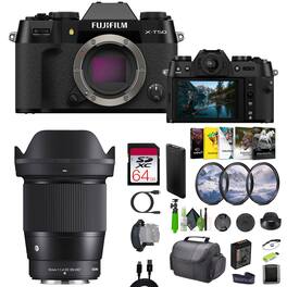 Fujifilm - X-T50 Mirrorless Digital Camera + Sigma 16mm Contemporary Lens + More - Black
