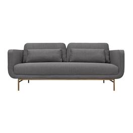 Armen Living - Lilou 77" Gray Fabric Sofa with Antique Brass Metal Legs - Gray