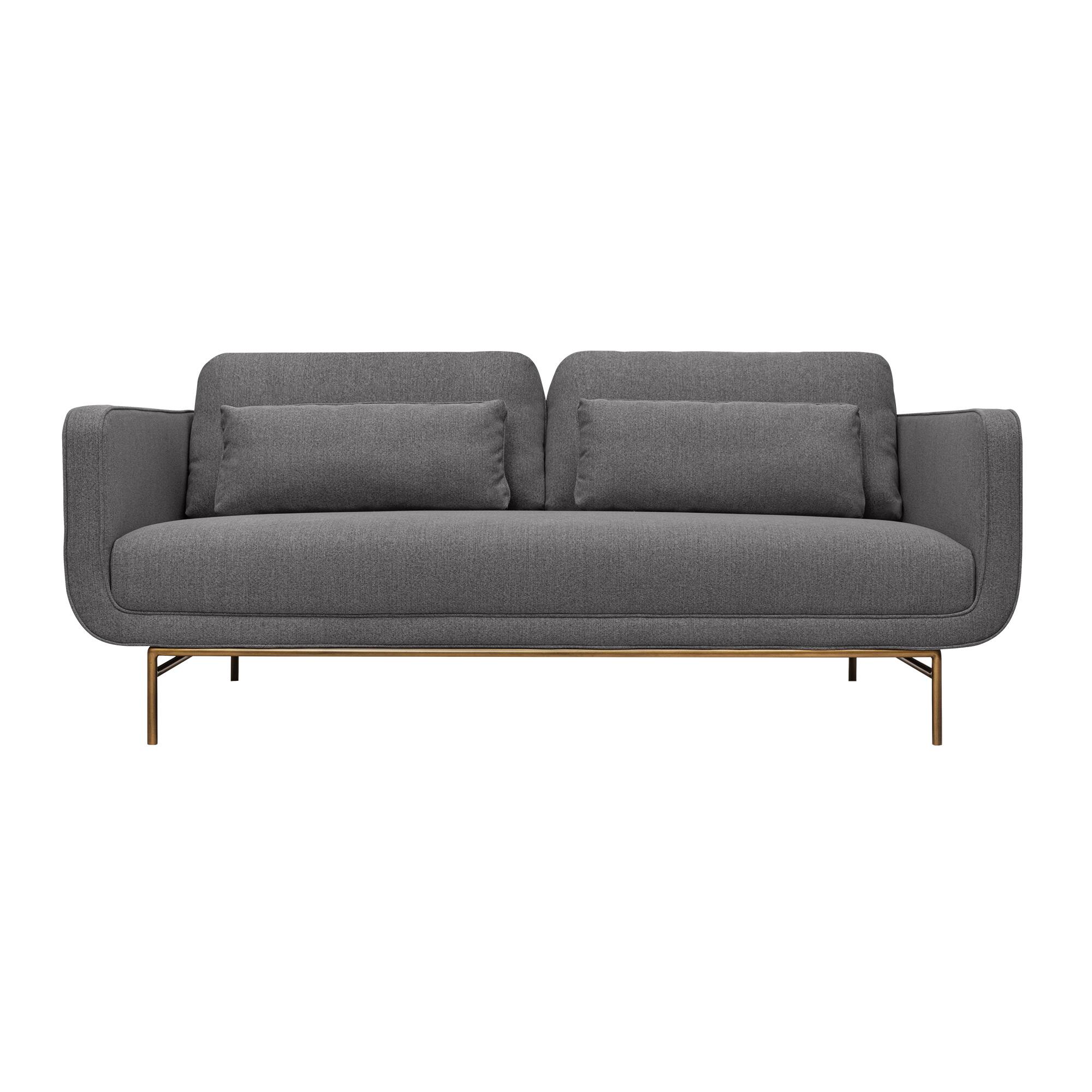 Armen Living - Lilou 77" Gray Fabric Sofa with Antique Brass Metal Legs - Gray