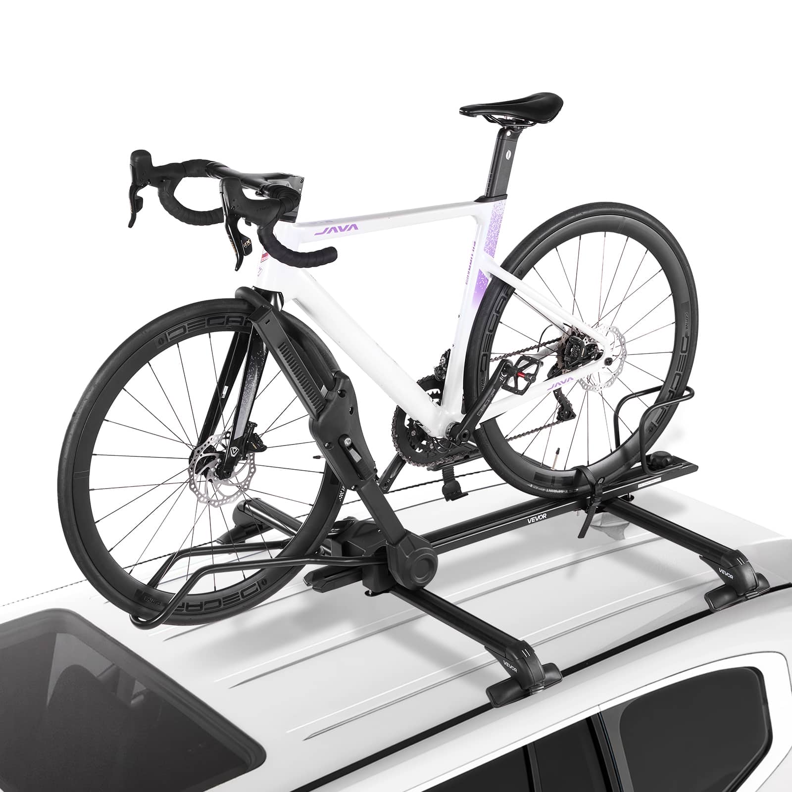 VEVOR - Roof Bike Rack, 33 lbs Capacity, Foldable Upright Roof Mount Bicycle Rack with Locking Systems & Adjustable Arm - Black;Silver