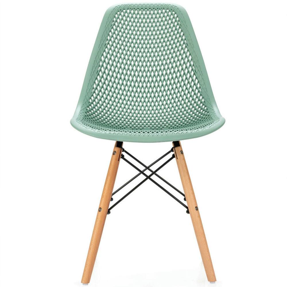 Alt View 2. Pefilos - Pieces Modern Plastic Hollow Chair Set with Wood Leg Green Lounge Chair Dining Room Chair for Kitchen - Green.