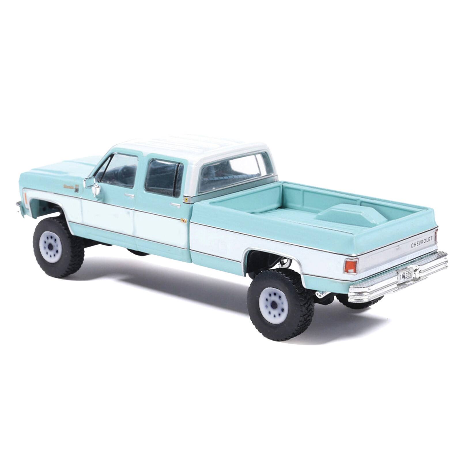 Alt View 3. IXO - 1978 Chevrolet Silverado K30 Crew Cab Pickup Truck Light Blue and White with Blue Interior 1/64 Model by IXO Models.