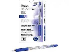 Pentel - R.S.V.P. RT Retractable Ballpoint Pens, Medium Point, Blue Ink, Dozen - Clear