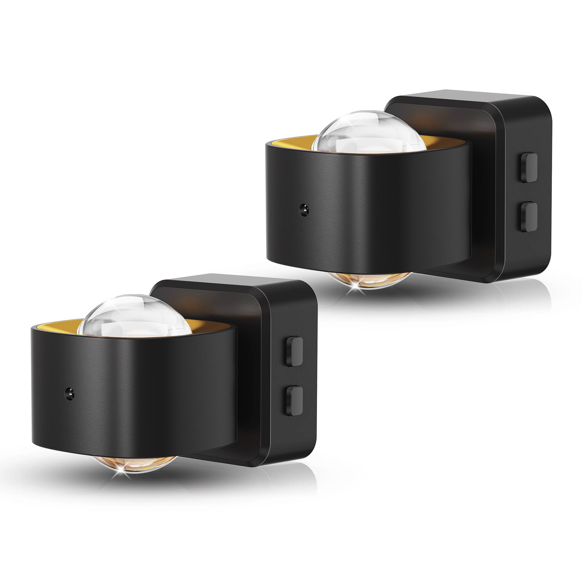 Front. Jandcase - JANDCASE 2-Pack 2W Plug-in Night Light, Amber+RGB Color Changing with Gradient Color Memory, Dusk-to-Dawn - Black and Gold.