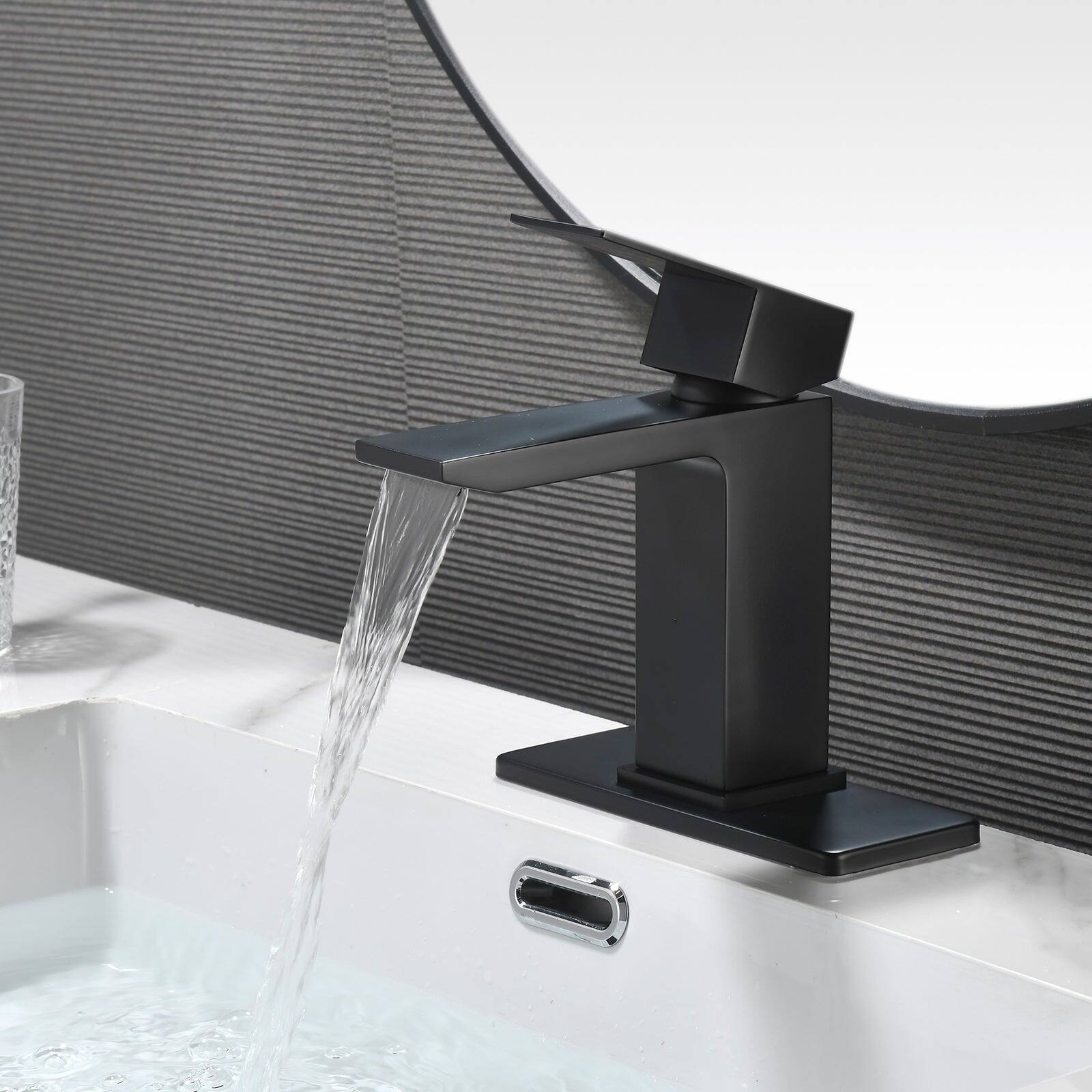 Alt View 3. Boyel Living - Black Faucet SUS304 Waterfall Spout cUPC Cartridge 60cm Supply Line Pop Up Drain - Matte Black.