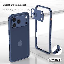 Dteck - Aluminum Bumper Case for Apple iPhone 17 Pro with Independent Camera Protector, Slim Shockproof Metal Phone Cover - Darkblue