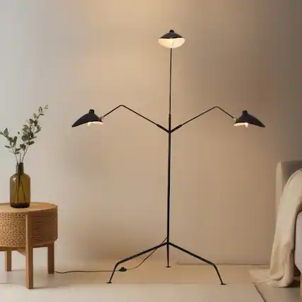 Front. RYHNUYNE - 3-Shade Adjustable Floor Lamp 360° Rotatable Dimmable Reading Light with E12 Socket Modern Standing Lamp for Living Room.