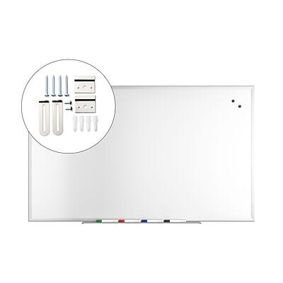 Alt View 4. TRU RED - TRU RED™ Magnetic Steel Dry Erase Board, Satin Frame, 5' x 3' (TR61176) - Satin Frame.