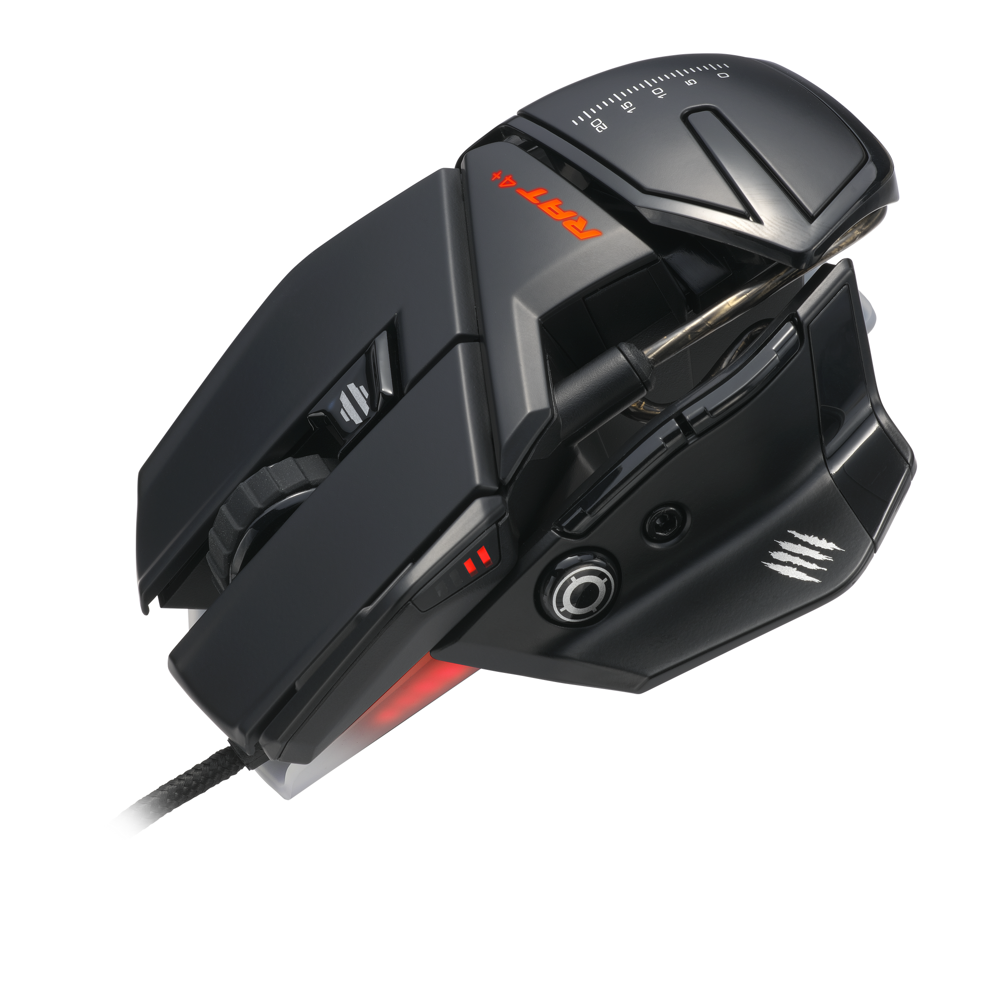 Left. Mad Catz - Mad Catz - R.A.T. 4+ Optical Gaming Mouse HIGH-QUALITY 7200 DPI SENSOR - Wired - Black - BLACK.