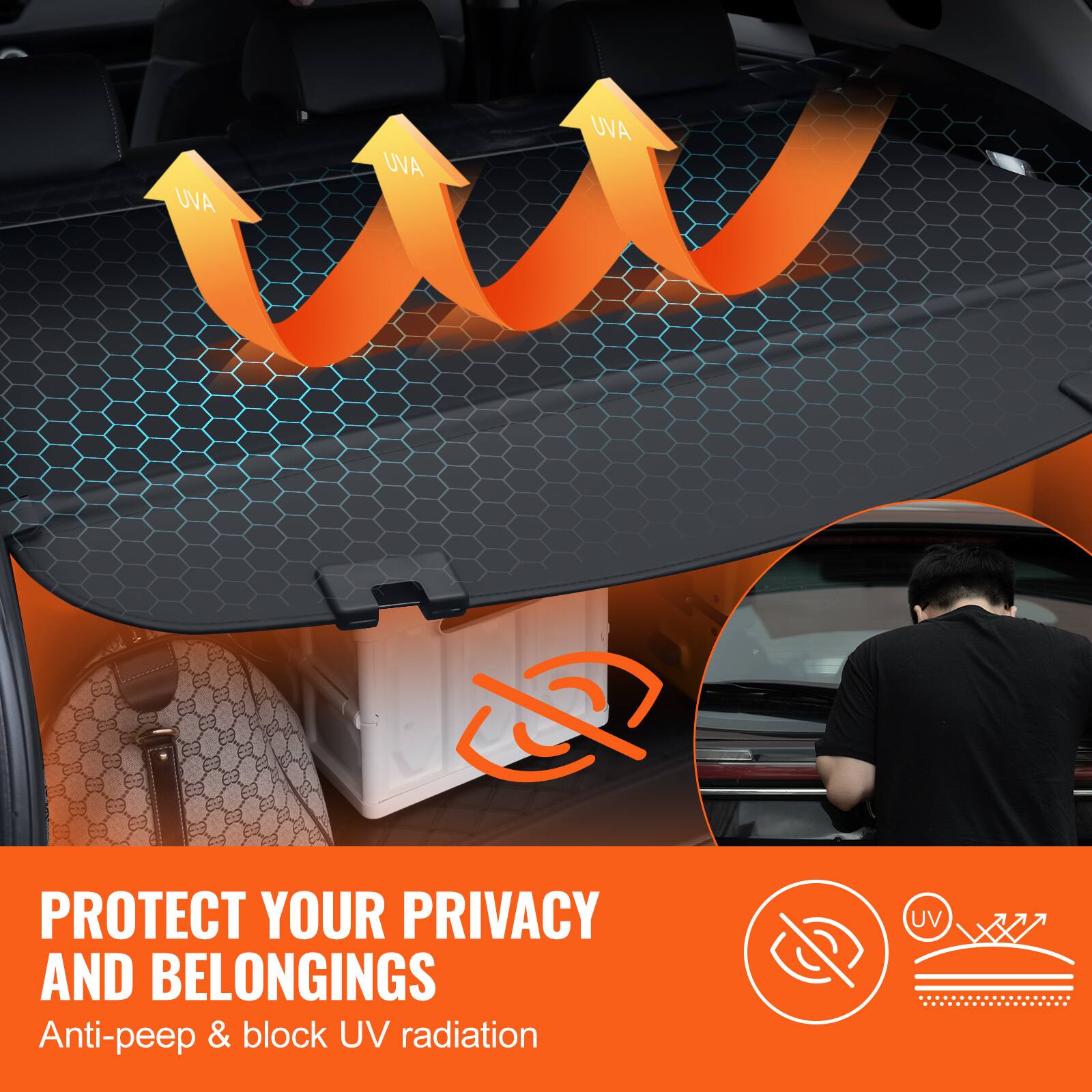 UVA UVA UVA

PROTECT YOUR PRIVACY AND BELONGINGS

Anti-peep & block UV radiation