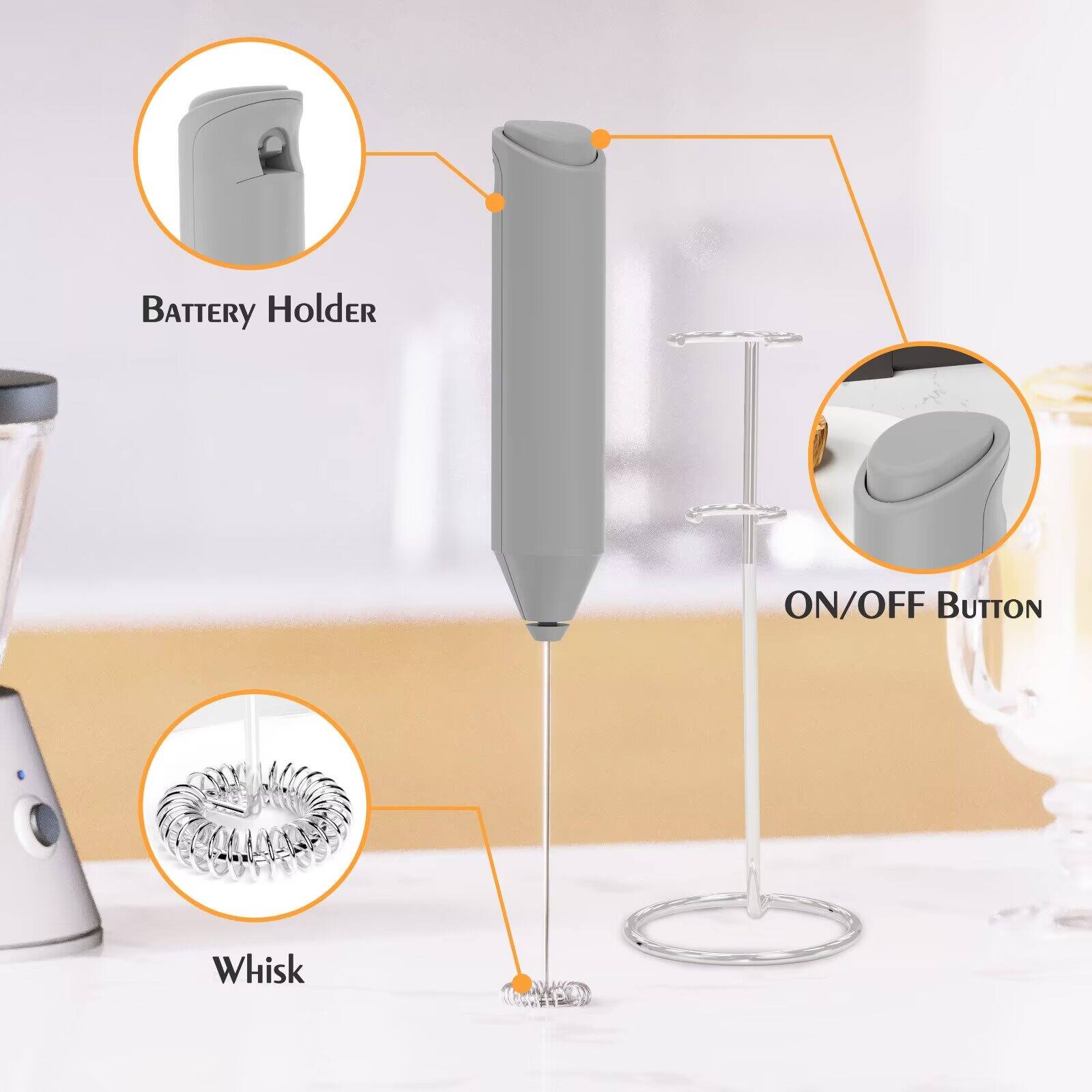 - Battery Holder
- ON/OFF Button
- Whisk
