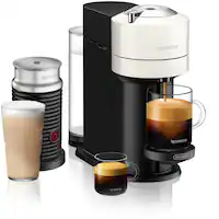 Nespresso - Vertuo Next Premium Coffee and Espresso Maker with Aeroccino3 Milk Frother in Black - White - Front_Zoom