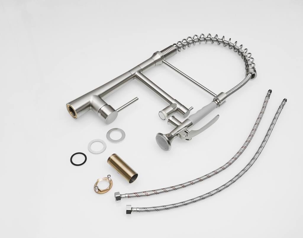 Alt View 1. APRILSOUL - LED Kitchen Sink Faucet Single Handle Pre-Rinse Spring Sprayer Kitchen Faucets High Arc Pull Down Brushed Nickel - Brushed Nickel.