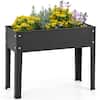 Front. Costway - 24'' Raised Garden Bed with Legs Metal Elevated Planter Box Drainage Hole Backyard - Black.