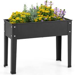 Costway - 24'' Raised Garden Bed with Legs Metal Elevated Planter Box Drainage Hole Backyard - Black
