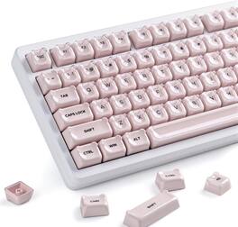 Womier - Lusterfly Jelly Keycaps Set, Cute Bear Crystal Key caps for All US Layout Cherry Gateron MX Switches Mechanical Keyboard - Pink