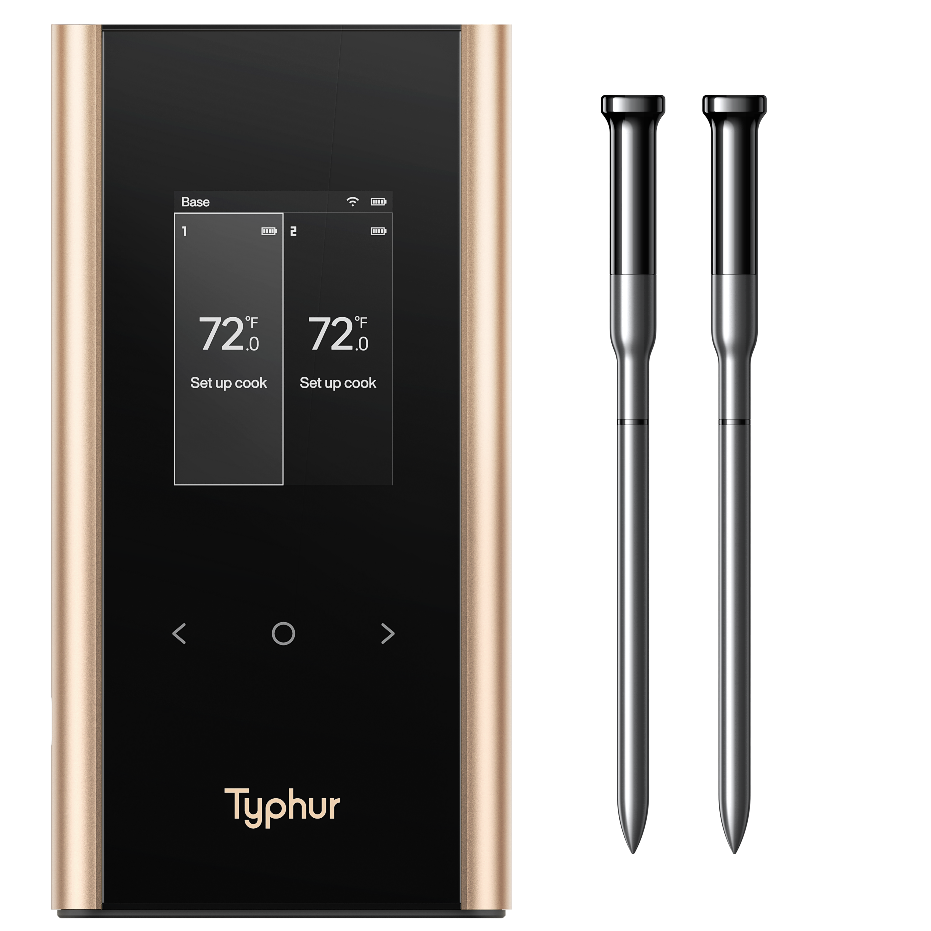 Typhur - Sync Gold Dual Smart Wireless Meat Thermometer, 3000 FT Sub-1G Enhanced Signal, WiFi Unlimited Range, 6 Sensor Probe - Black/Gold