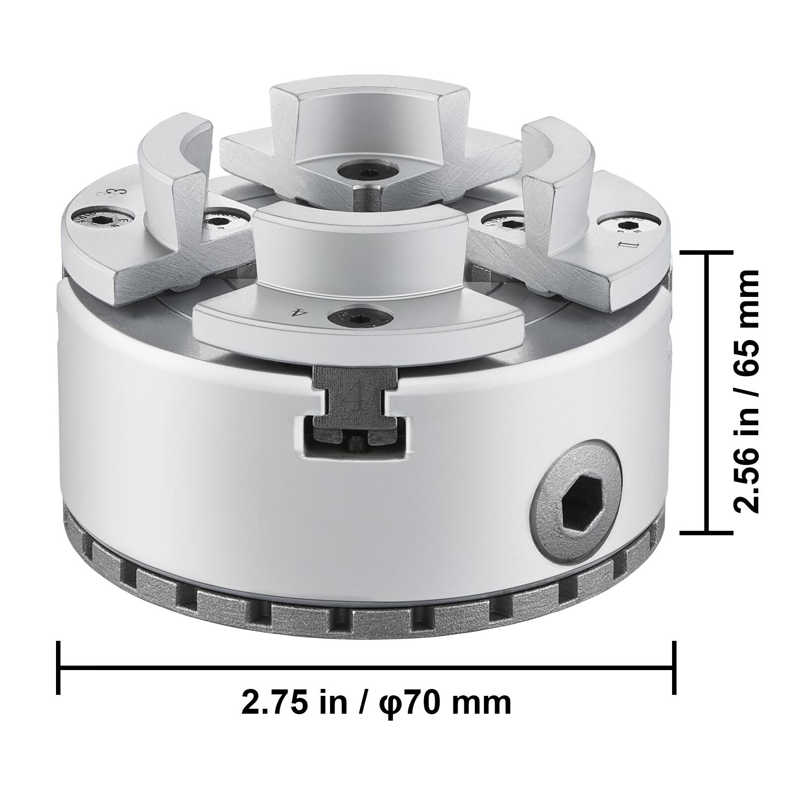 2.56 in / 65 mm  
2.75 in / 70 mm