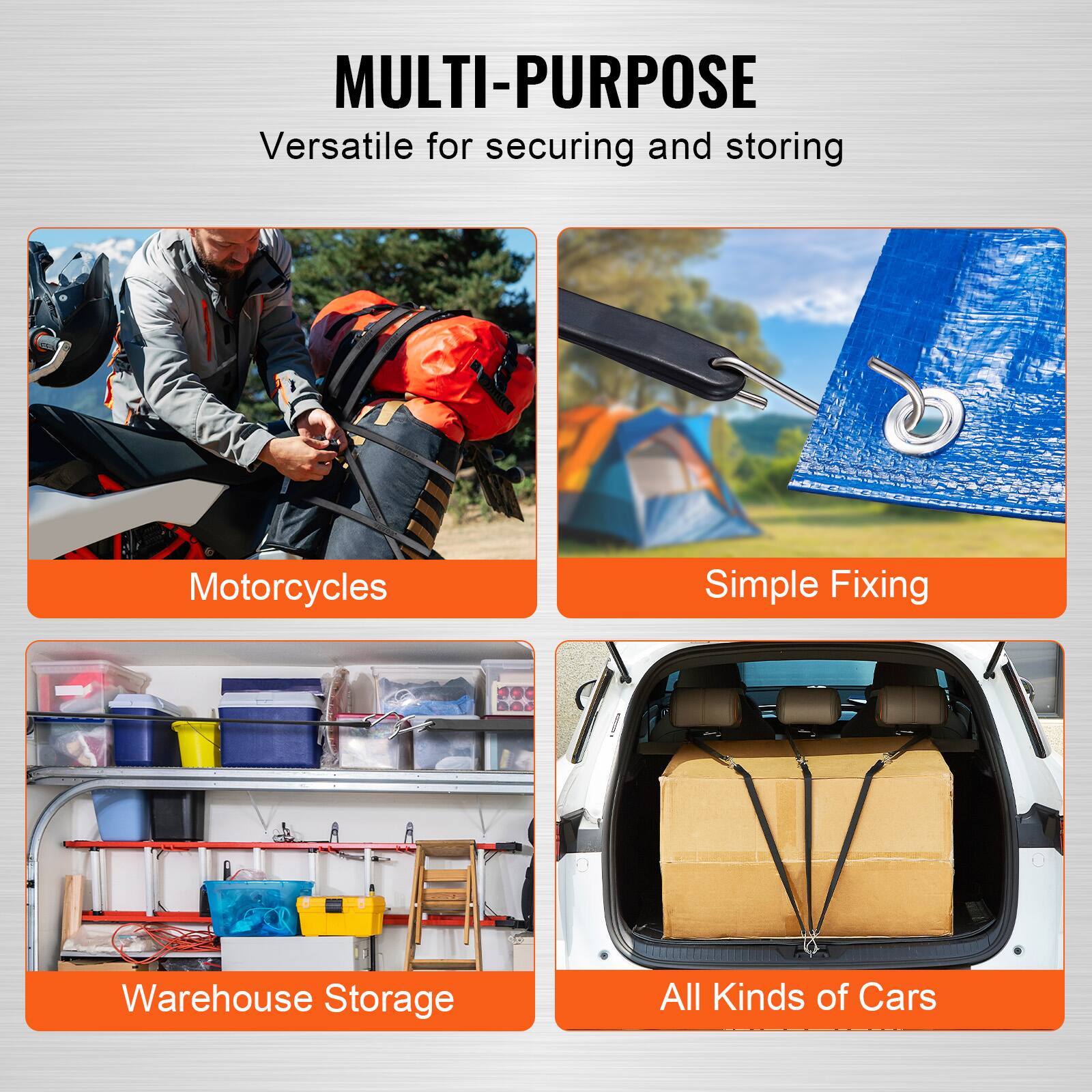 MULTI-PURPOSE  
Versatile for securing and storing

- Motorcycles
- Simple Fixing
- Warehouse Storage
- All Kinds of Cars