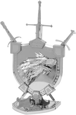 Metal Earth - Premium Series Game of Thrones House Stark Sigil 3D Metal Model Kit Fascinations - Silver